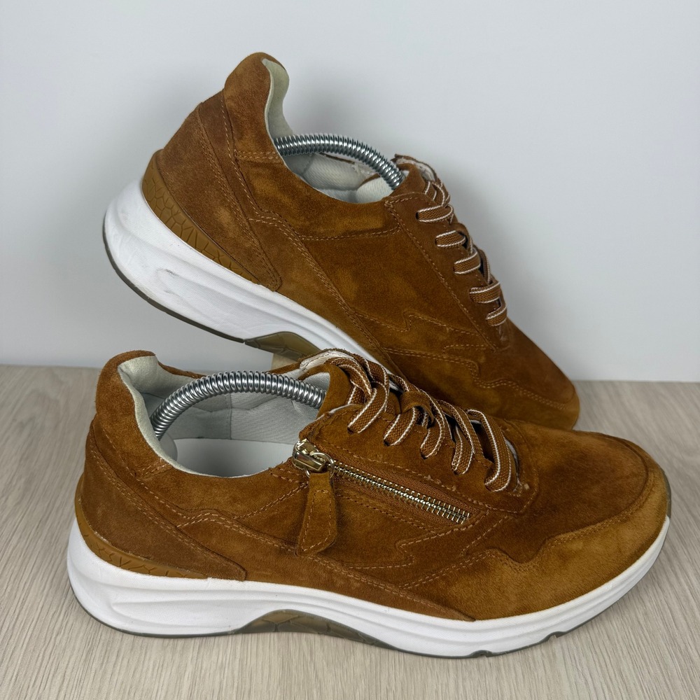 Suede Sneakers Nacarat Brown Suede Side Zip Casual shoes size 8.5 Womens